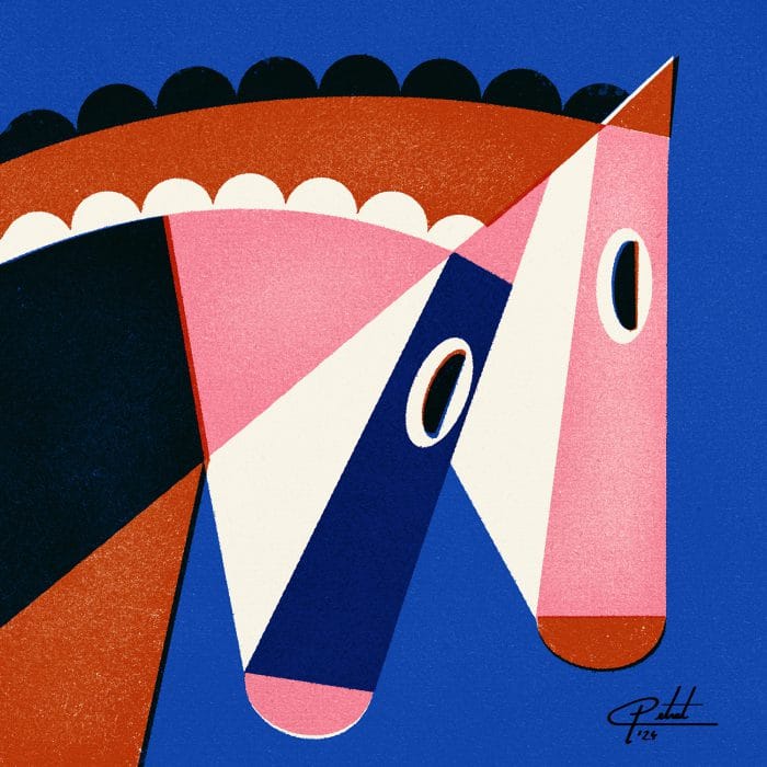 An exploration of intertwining shapes and vibrant colours. Personal Piece.