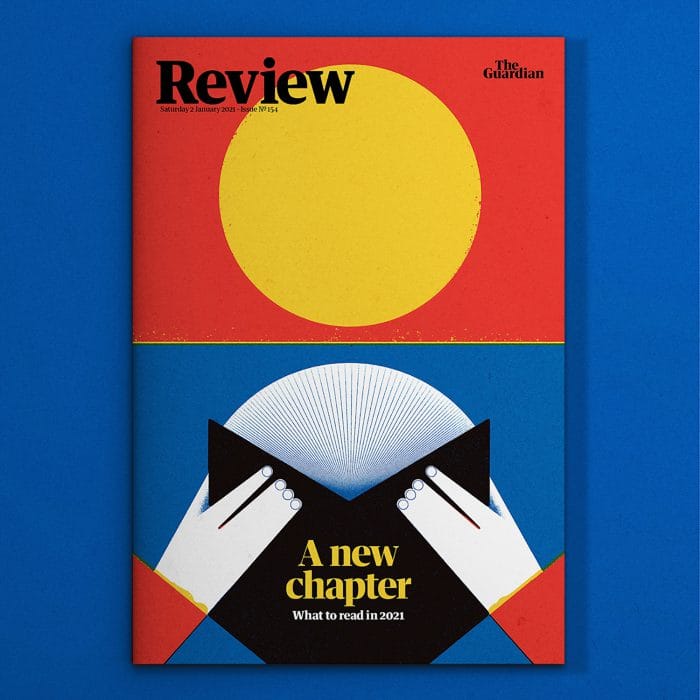 Using geometric shapes and bold colours, I designed a visually striking cover where the sun represents the reader's head, mirroring the shape of the book. Inside, the illustration plays with perspective - the reader's eyes become pupils, creating a surprising top-down view. Illustration for Guardian Book Review.