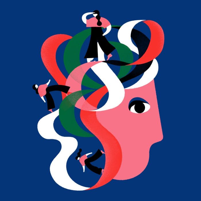 Looking back, we don’t regret the decisions we made; we regret the ones we didn’t make. Illustration for Psychologie Heute.