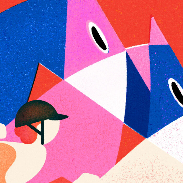 How much is a racehorse worth?A bold and colorful piece that explores equine valuation—layering geometric shapes and overlays to reflect the energy, precision, and elegance of the racing world.