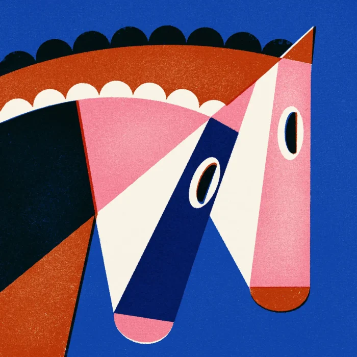 An exploration of intertwining shapes and vibrant colours. Personal piece.