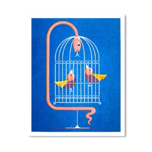 Cage – risograph postcard by Karsten Petrat