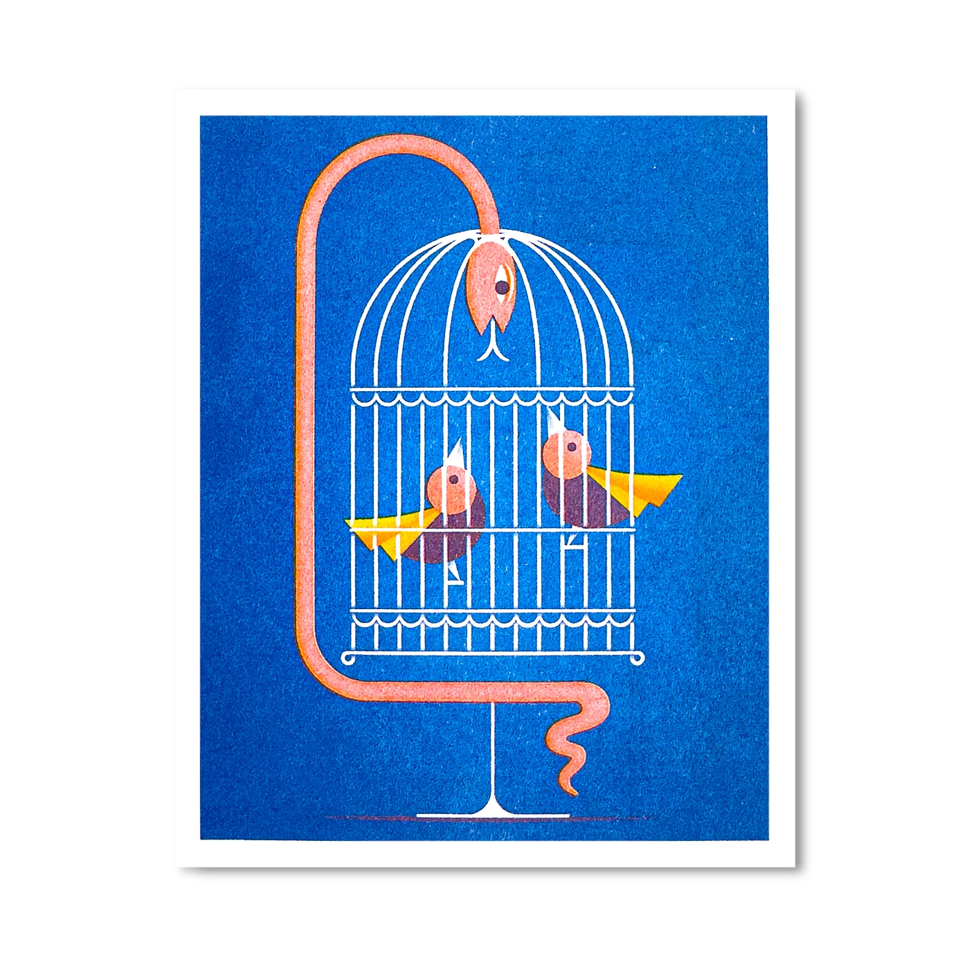 Cage – risograph postcard by Karsten Petrat
