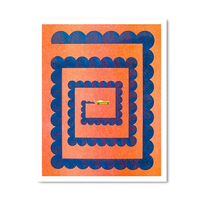 Car – risograph postcard by Karsten Petrat